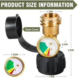 Bestfire 2 PCS Propane Tank Gauge with Leak Detector – Universal Level Indicator for 5-40lb Tanks – QCC1/Type 1 Connection – Brass Construction for BBQ Grills, Camping Stoves & Heaters