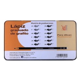 Lapiz De Grafito Atl S/Borrador Est.C/12 Surtidos Del 2H A 9B Estuche