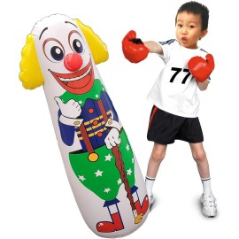 Unbranded Clown Punching Bag for Kids Inflatable Figure with Squeak Sound,42 inch Tall