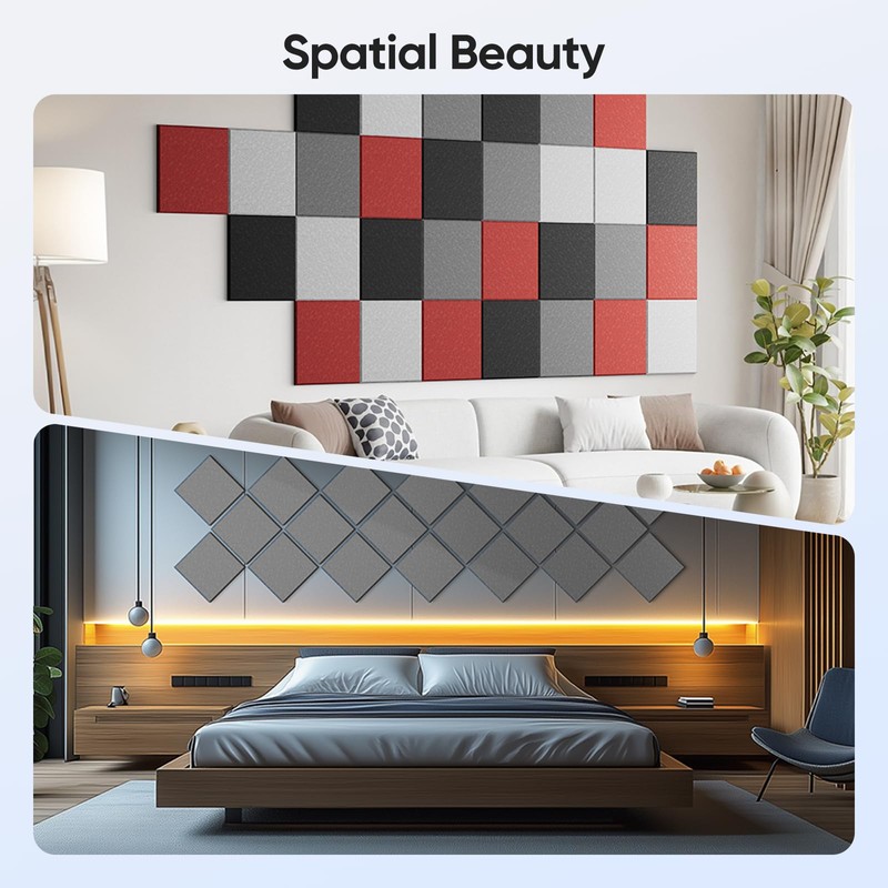 UNECHO 12 Pack 12" X 12" X 0.4" Acoustic Panels