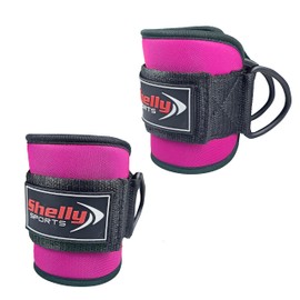 Shelly Ankle Straps for Cable Machines Leg Extensions Hip Abductors Double D Ring Cable Straps Padded Neoprene Ankle Cuffs for Leg Abs Kickbacks Glute Workouts Support for Men & Women (Shocking Pink)