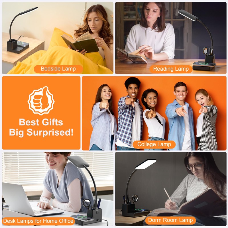 Sailstar Desk Lamp, Table Lamp with Wireless Charger & USB