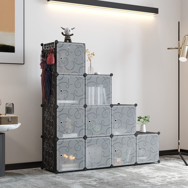 C&AHOME Cube Storage Organizer with Doors, 12-Cube Shelves, Closet Cabinet,