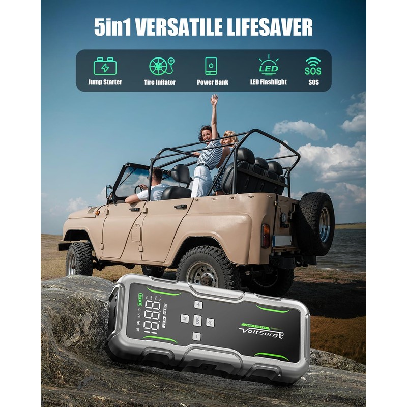 7000A Jump Starter with Air Compressor, 160PSI Car Battery Charger