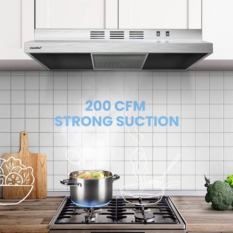 Comfee CVU30W2AST Range Hood 30 Inch Ducted Ductless Vent Hood