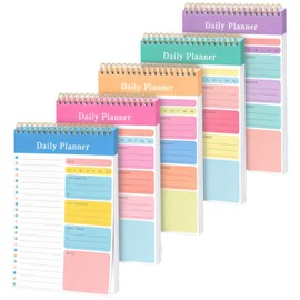 Daily Planner Notepad, 5Pcs To Do List Notepad, Checklist Productivity Organizer with Hourly Schedule for Productivity Work Study Task Planning (5 Color)