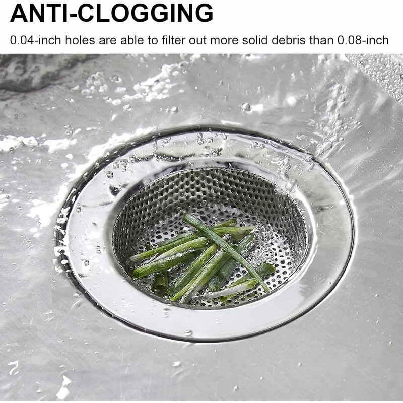 Kitchen Sink Strainer Stainless Steel, LASSHSWA Kitchen Sink Drain Strainer,