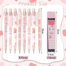 8 Pieces of Peach Pencils, 2 Boxes of Refills, Creative Press Pencils, Cute Student Stationery, Painting and Writing Accessories, Office and School Stationery Supplies