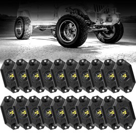 Hovano LED Rock Lights White 20Pods 6000K Waterproof LED Neon Underglow Light for Truck Car ATV UTV SUV Off Road Boat High Power Under Body Glow Trail Rig Lamp