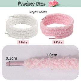 CVDYWDJIE 4 Pairs Plush Shoelaces Cute Shoelaces Replacement Shoelaces Decorative Shoelaces Shoe Accessories, White