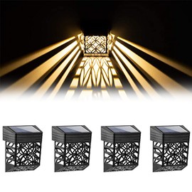 Pack of 4 Solar Fence Lighting Outdoor Solar Fence Lights IP54 Waterproof Wall Lights Solar Lights for Fence Garden Patio Stairs