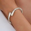 Silver Bangle Bracelets for Women Trendy Teardrop Bangle Chunky Adjustable