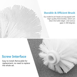 TOPBATHY 1pcs Toilet Brush Head Replacement with Durable Stiff Bristles for Bathroom (White)