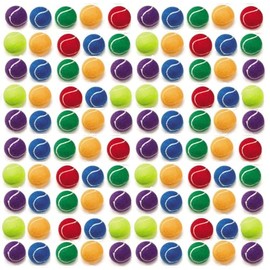 PUREPET Colorful Bulk Dog Tennis Balls Mini Regular Large Jumbo Fun Healthy Exercise (Mini 2" - 100 Balls)