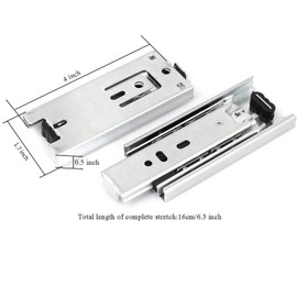 Drawer Slides, Rilexawhile 1 Pair 4 Inch Full Extension Less Noise Ball Bearing Drawer Slides, for Drawers and Cabinets, etc. Silver