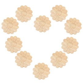 MUXSAM 10Pcs Unpainted Round Flower Pattern Wood Carved Applique Frame Onlay Cabinet Furniture Decoration 5cm