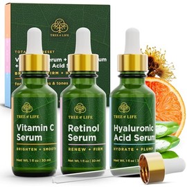 Sérum antienvejecimiento ToLB paquete combo, orgánico al 72 %, sérum de vitamina C, sérum de retinol, sérum de ácido hialurónico, 3 onzas