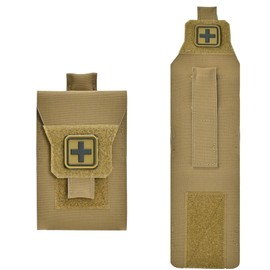 Mini IFAK Micro Trauma Pouch | Compact Empty EDC First Aid Organizer with Tactical MOLLE Clip | Portable Stop Bleeding Supplies Pouch for Medic Gear & Survival Kits(Coyote Brown)