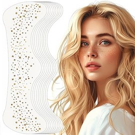 Glitter Pecas Tatuaje Temporales – Parches de Brillo Dorado para Maquillaje, Resistentes al Agua, Ideales para Fiestas y Festivales (6 Piezas)