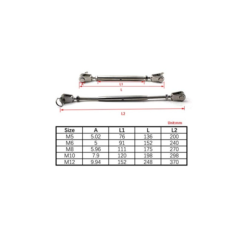304 Stainless Steel Closed Body Turnbuckle M12 1