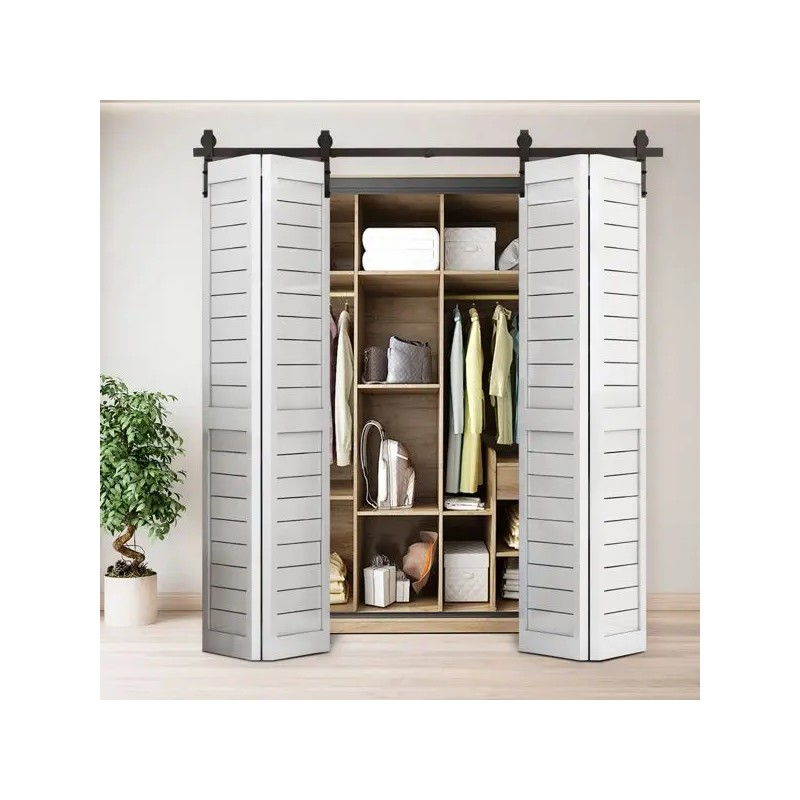 Bi Folding Sliding Barn Door Hardware Kit 60 In Black