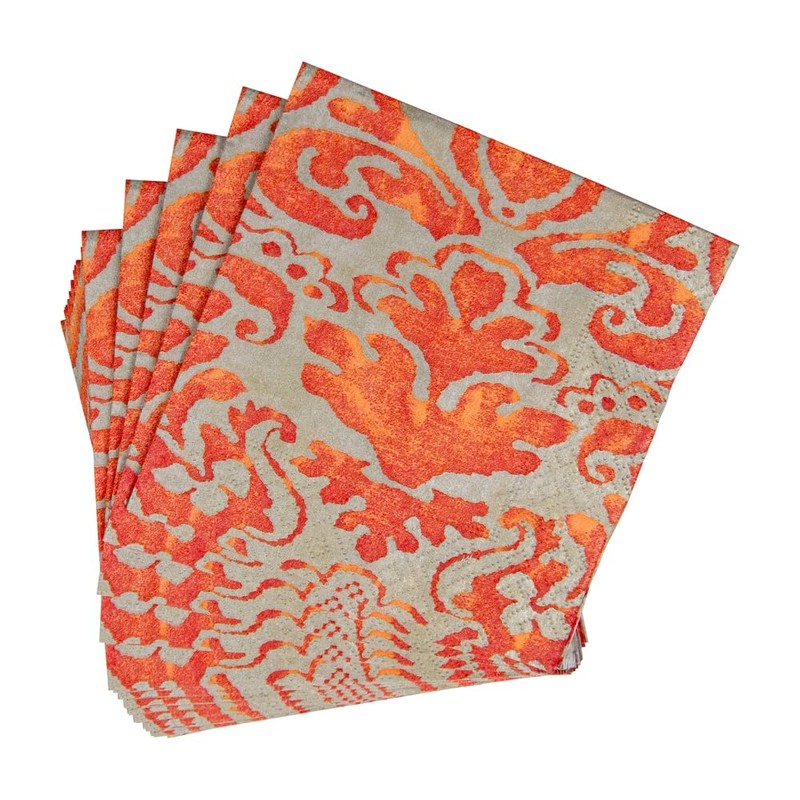 Caspari Palazzo Paper Party Cocktail Napkins in Coral, 20 Per