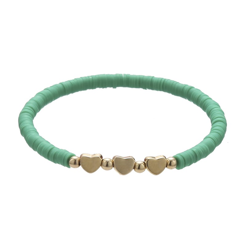 COLORFUL BLING 6Pcs/Pack Gold Beaded Bracelet Rainbow Vinyl Disc Ball