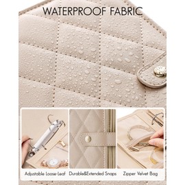 Vlando Jewellery Organiser, Foldable Earring Storage Organiser, Travel Jewellery Case with 5pcs Velvet Jewellery Pouches Bag for Necklace, Earring, Bracelets, Ring, Brooches(Caramel)