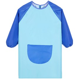 Children's Painting Apron, 5-12 Years, Waterproof Painting Coat, Adjustable Craft Apron, for Crafts, Painting, Baking, Cooking, for School Art, Blue, Pack of 1
