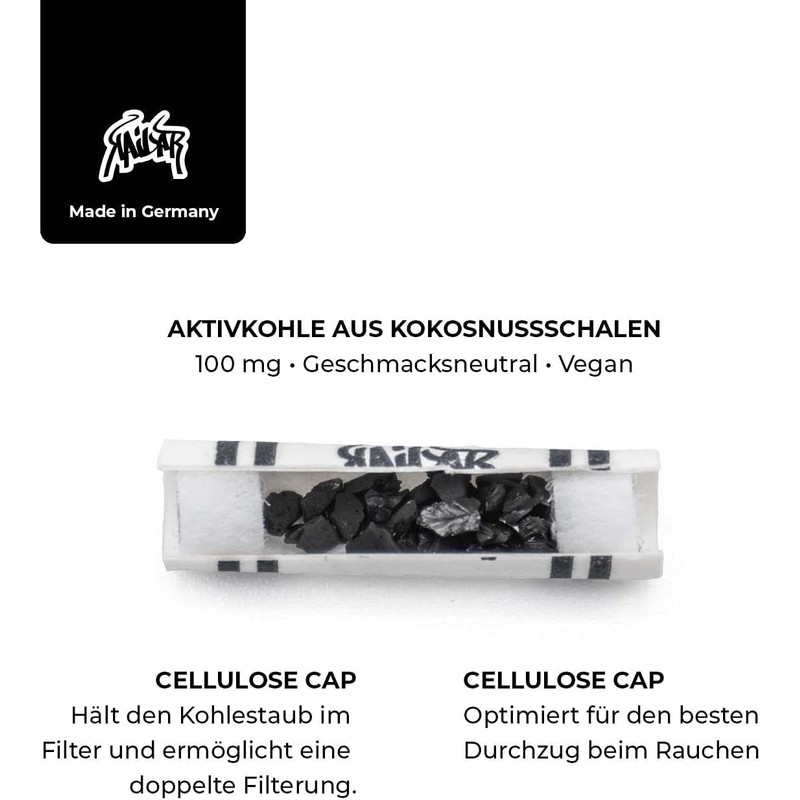 KAiLAR 65 Unbleached Cellulose Activated Carbon Filters Slim (6 mm)