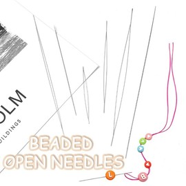 GZSYWZ Pack of 5 Pearl Needles - 5 Sizes Stainless Steel Sewing Needles Long Straight Bead Needles Large Eye Beads Needle with Needle Bottle Sewing Needles for Crafts and Jewellery Making