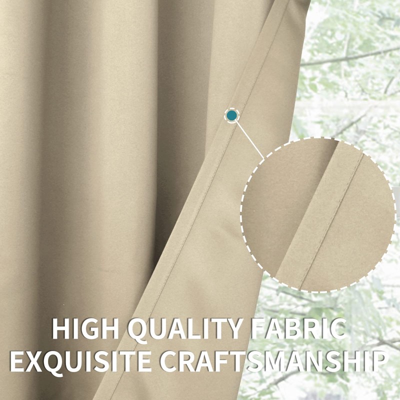 BGment Beige Short Curtains for Kitchen Window, Room Darkening Curtains