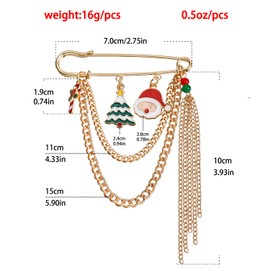FUTIMELY Christmas Tassel Brooch Pins for Women Girls,14K Gold Plated Santa Clause Deer Tree Ball Collar Brooch Holiday Christmas Party Gifts Jewelry (C)