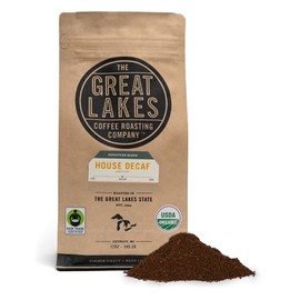 Great Lakes Medium Roast Ground Coffee, Organic Decaf, 12 Ounces