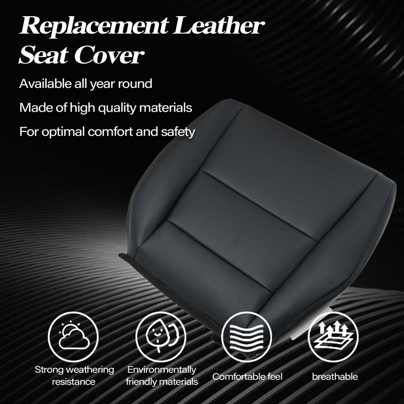 SecosAutoparts Driver Side Bottom Perforated Leather Replacement Seat Cover Black