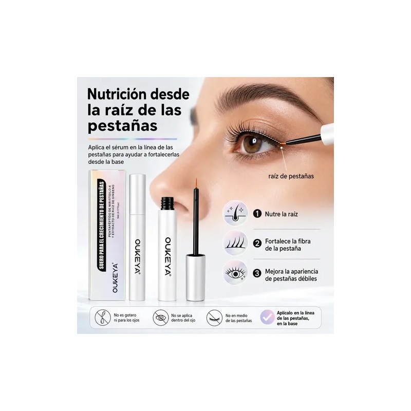 Sérum Pestañas Y Cejas Oukeya Pack 2 Crecimiento Y Fuerza