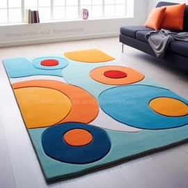 Restoration and Renovation Modern Bubbles Saturated Wool Area Rug - Hand-Tufted Colorful Abstract Design Carpet - Vibrant, Thick & Soft Indoor Rugs for Living Room Bedroom Decor (3' x 5', Bubble D)
