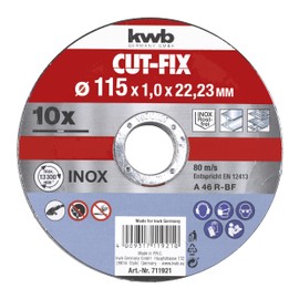 KWB Cut-Fix Cutting Slices Sparkpack - 115 x 1.0 Flex Slice Set for Angle Grinder, 10-piece