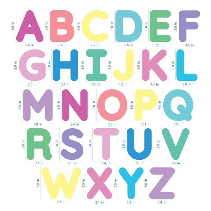 StikArt 3-inch Removable Peel & Stick Letter Wall Decals (Assorted