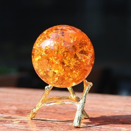50mm Crystal Ice Cracked Balls with Metal Branches Base Paperweight K9 Glass Decorative Ball Decor for Home Table Room Office Wedding Ornaments