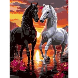 EMIEAUFG Creative Paint by Number Kit for Adults, Horse DIY Paint by Numbers Set for Home Decor and Gifting - 12x16 Inch
