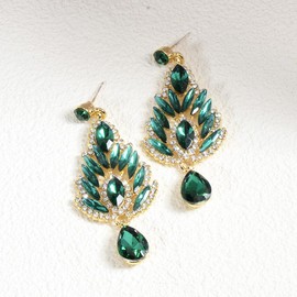 TOFBS Earrings for Women Quartz Gemstone Flowers Drop Earrings 14K Gold-Plated Multicoloured Cubic Zirconia Gifts Accessories Jewellery Gifts, ✰