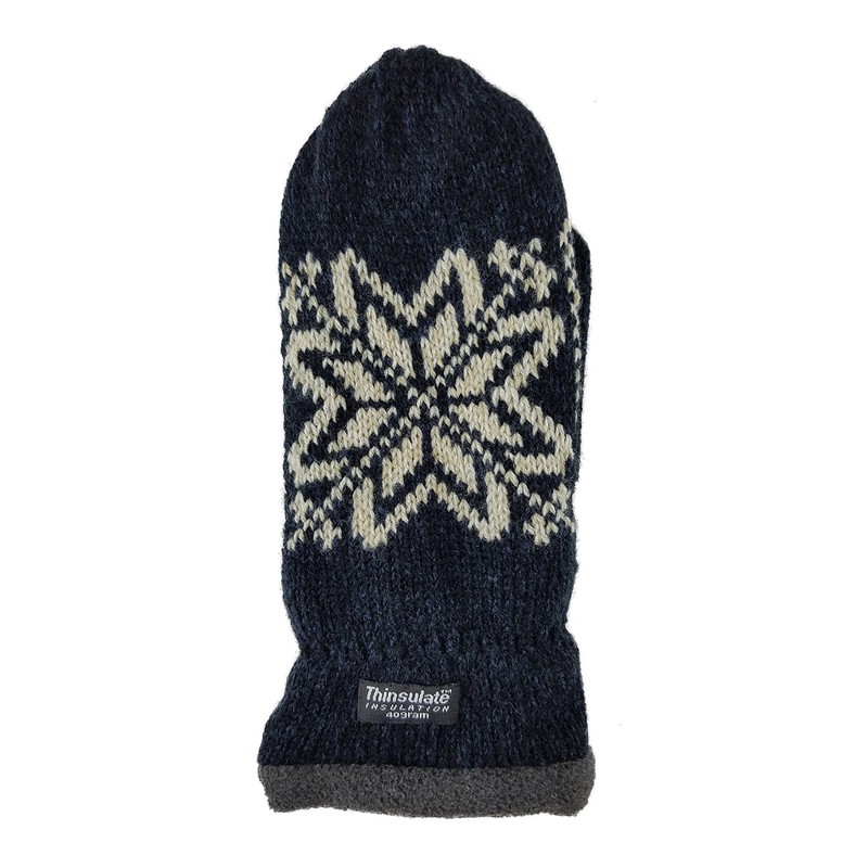 BRUCERIVER Mens Snowflake Knit Mittens with Warm Thinsulate Fleece Lining