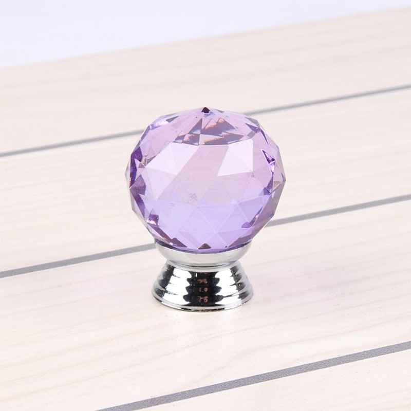 FEEIMOL Pack of 6 Colourful Crystal Cabinet Knobs, Drawer Handles,