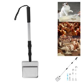 TMRBBesty Cat Litter Tray Shovel, Chicken Scoop, Metal Cat Scoop, 3-in-1 Retractable, Hole Spacing 4-5 mm, Cleaning Tool for Poultry, Farm, Cat Litter Tray