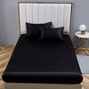 Boqingzhu Satin Fitted Sheet 180 x 200 cm Black Plain