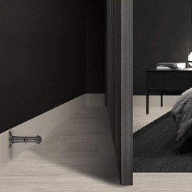 Set of 2 Oil Rubbed Bronze Decorative Door Stoppers for Wall, 2-7/8" Heavy Duty Door Stop with Rigid Black Rubber Tips, Doors & Walls Protector for Kitchen, Bedroom, Office, Easy Installation,