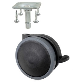 Design61 Set of 4 Universal Furniture Castors with Brake Swivel Castors Double Castors Diameter 63 mm with Lock with Screw-On Plate + Screws