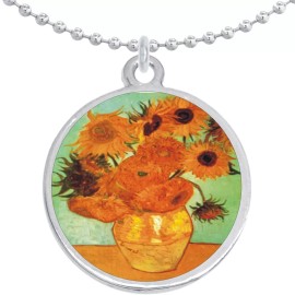 NewCharms Sunflowers Round Pendant Necklace Beautiful Fashion Jewelry