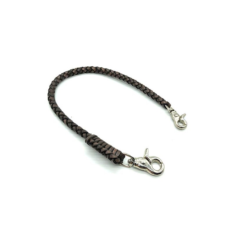 A-CRAFT Genuine Leather Hand-braided Wallet Chain, Short Type, 43cm Braided